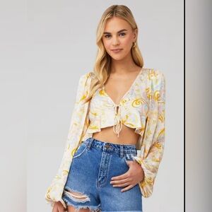 For Love & Lemons Marcia Crop Top Size L NWT